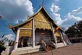 Chiang Mai - The Wat Chedi Luang, white threads adorn the viharn for the inauguration ceremony. 